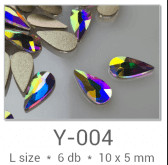 PN forma strasszkövek #Y-004 Crystal AB 6 db (10x5 mm csepp)  6 darabos szett