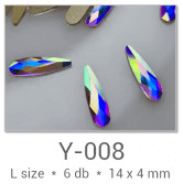 PN forma strasszkövek #Y-008 Crystal AB 6 db (10x5 mm csepp)  6 darabos szett