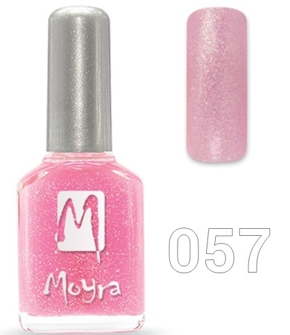 Moyra körömlakk 12 ml  Rózsaszín hologram glitter 057