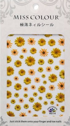  Öntapadós köröm matrica Sárga virágok   R014