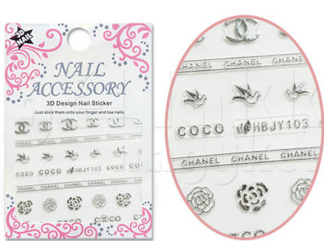 Coco Chanel Matrica Divatház márka 3D Ezüst logó   103