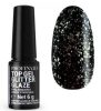 PN Top Gél Glitter Glaze fixálásmentes LED - UV fényzselé 6g  605  (FEKETE ALAPON)